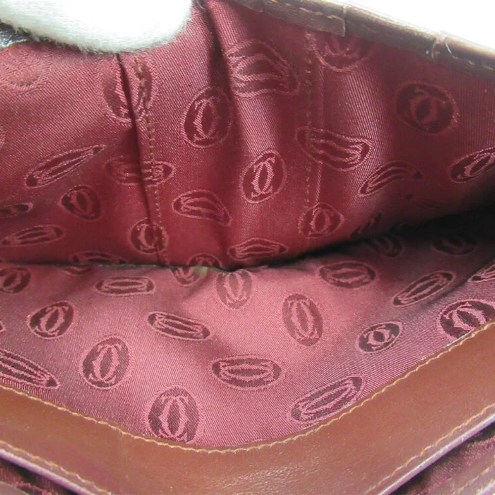 AUTH Cartier wallets mast line Bordeaux leather